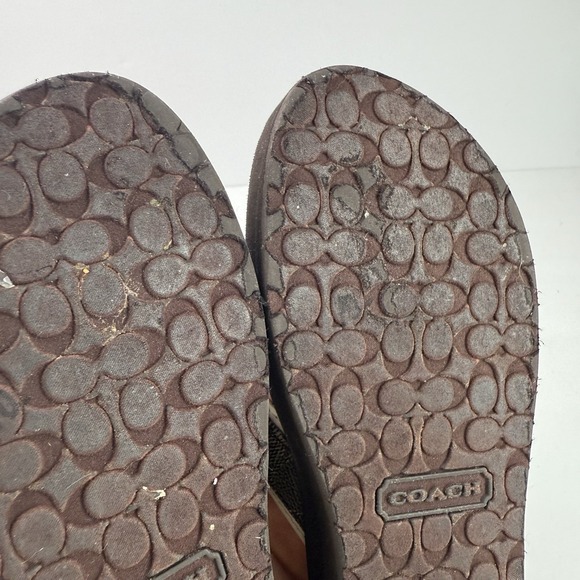 Womens COACH Brown Tan Wedge Heel Slip On Thong Flip Flop Jolene Sandals 7.5B - Picture 10 of 10
